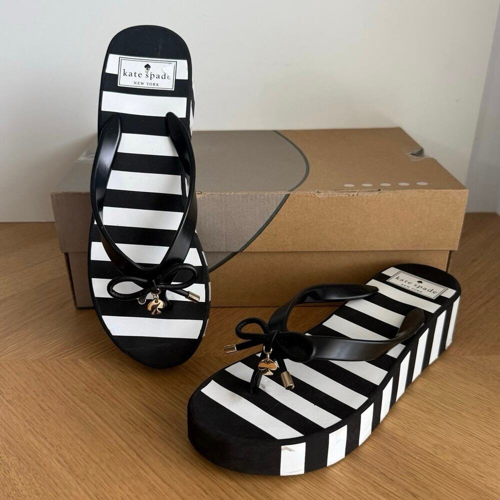 Kate Spade Rhett Women Striped Wedge Sandals- SZ 8